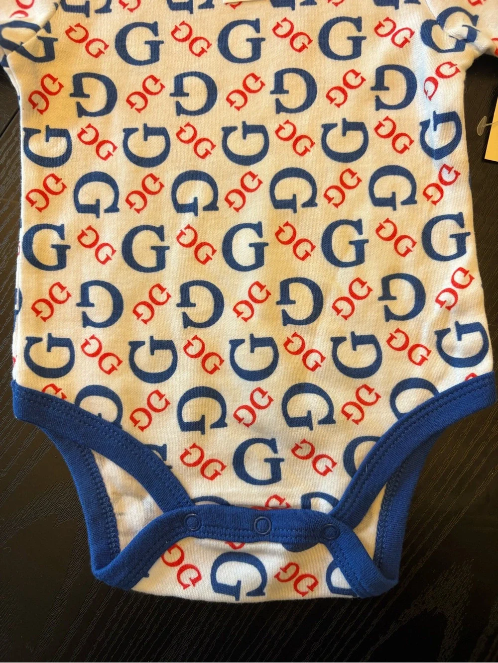 NWT GUESS Blue & Red Logo Short-Sleeve Baby One-Piece